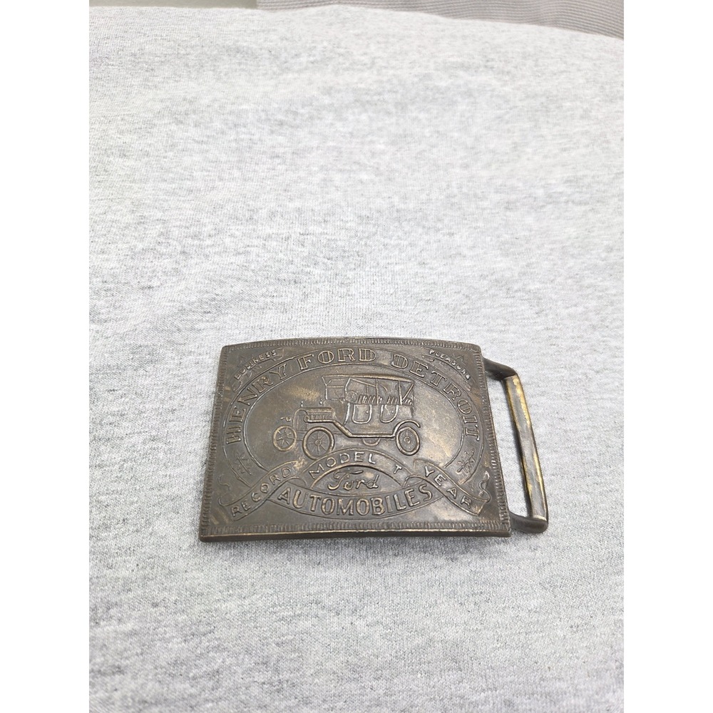 Vintage Henry Ford Model T Solid Brass Commemorative Belt Buckle Rare Auto